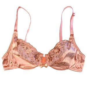 VINTAGE 90s VICTORIA'S SECRET GOLD LABEL SATIN LACE UNDERWIRE BALCONETTE BRA 34B